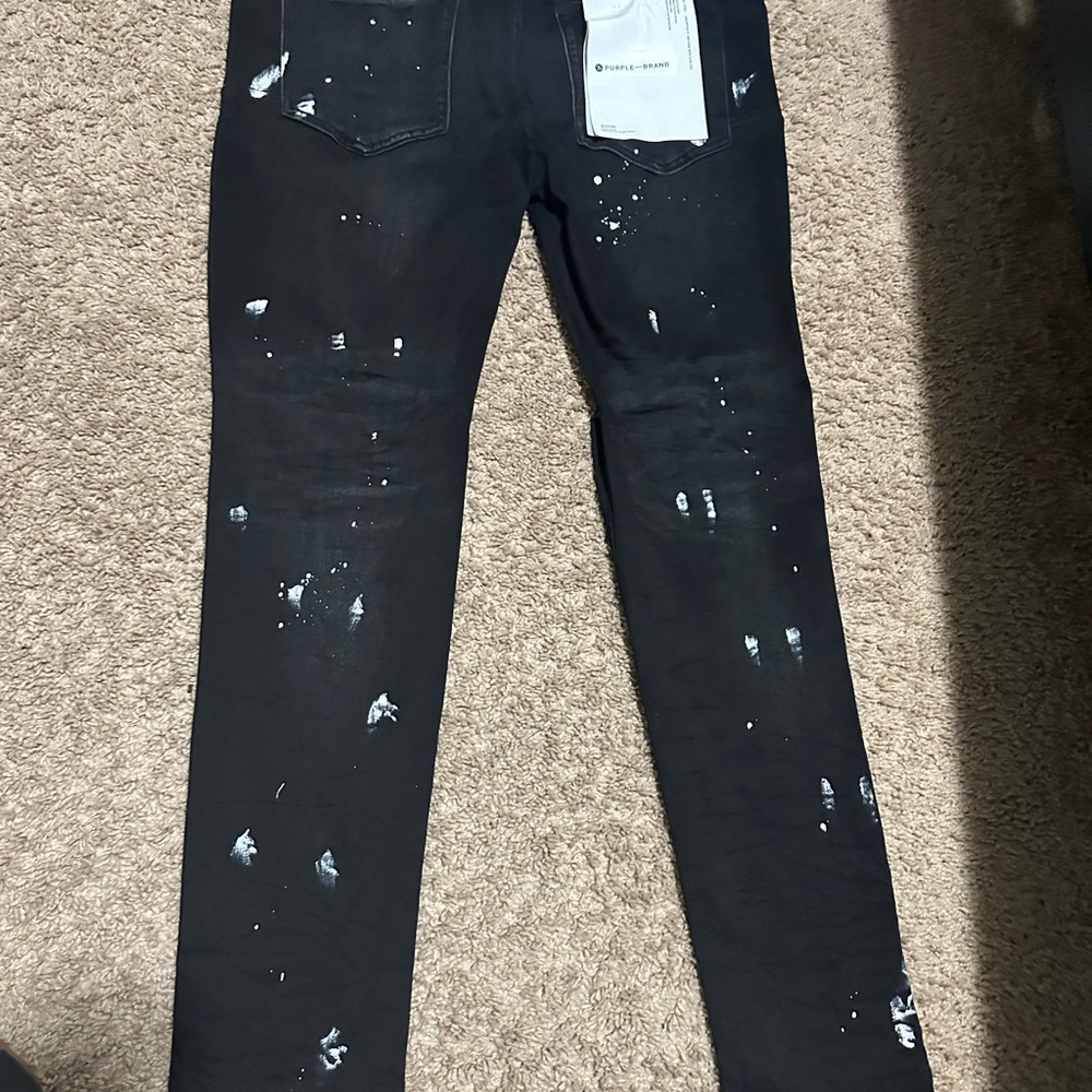 Black Paint-Splatter Purple Jeans